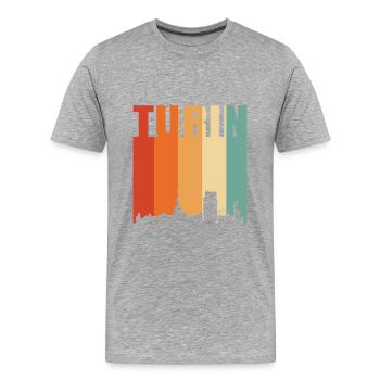 Turin Italie Skyline - T-shirt bio Premium Homme - gris chiné - Devant - Damien (186cm)