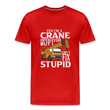 Kranführer Kran Geschenk - Männer Premium Bio T-Shirt - Rot - Vorne - Damien (186cm)