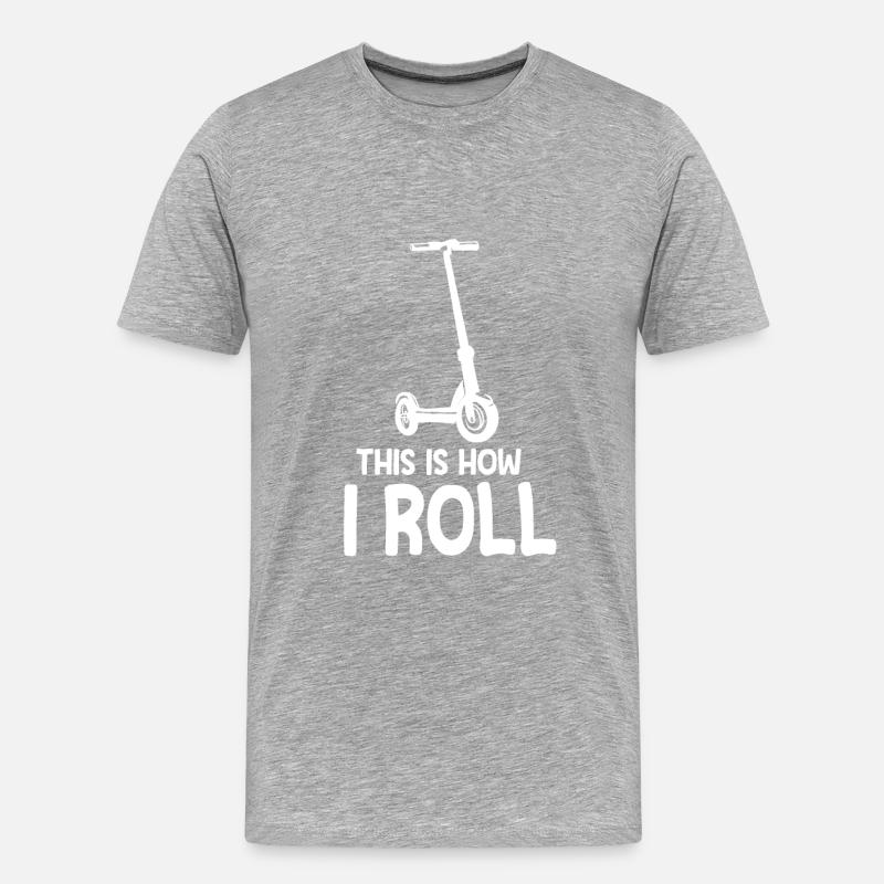 Scooter Roller Tretroller Geschenk - Männer Premium Bio T-Shirt - Grau meliert