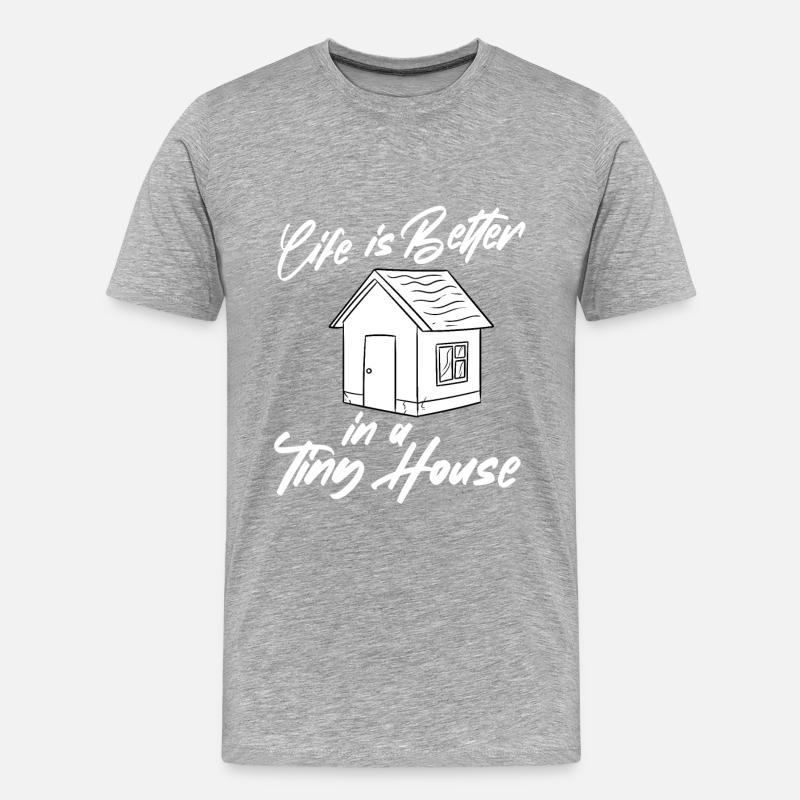 Tiny House - Männer Premium Bio T-Shirt - Grau meliert