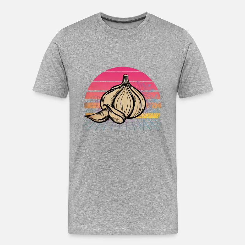 Knoblauch Knoblauchbrot Essen Geschenk - Männer Premium Bio T-Shirt - Grau meliert