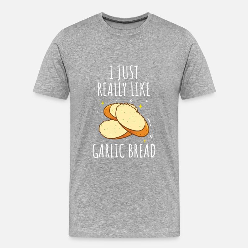 Knoblauch Knoblauchbrot Essen Geschenk - Männer Premium Bio T-Shirt - Grau meliert