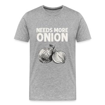 Oignon Dire cadeau - T-shirt bio Premium Homme - gris chiné - Devant - Damien (186cm)