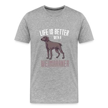 Weimaraner - Männer Premium Bio T-Shirt - Grau meliert - Vorne - Damien (186cm)