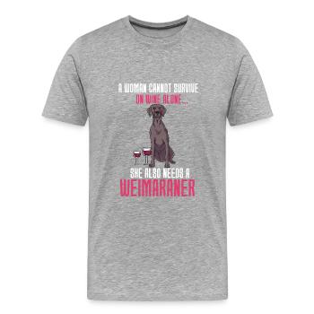 Weimaraner - Männer Premium Bio T-Shirt - Grau meliert - Vorne - Damien (186cm)