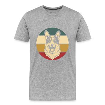 Corgi gallois - T-shirt bio Premium Homme - gris chiné - Devant - Damien (186cm)