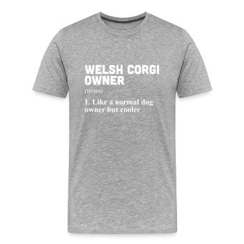 Corgi gallois - T-shirt bio Premium Homme - gris chiné - Devant - Damien (186cm)