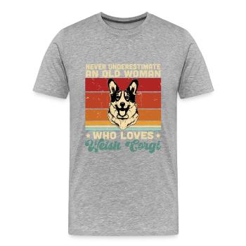 Corgi gallois - T-shirt bio Premium Homme - gris chiné - Devant - Damien (186cm)