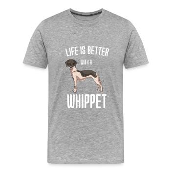 Whippet - Männer Premium Bio T-Shirt - Grau meliert - Vorne - Damien (186cm)