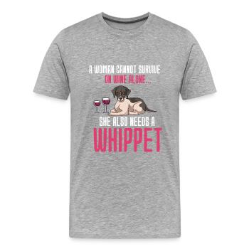 Whippet - Männer Premium Bio T-Shirt - Grau meliert - Vorne - Damien (186cm)