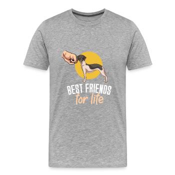 Whippet - Männer Premium Bio T-Shirt - Grau meliert - Vorne - Damien (186cm)
