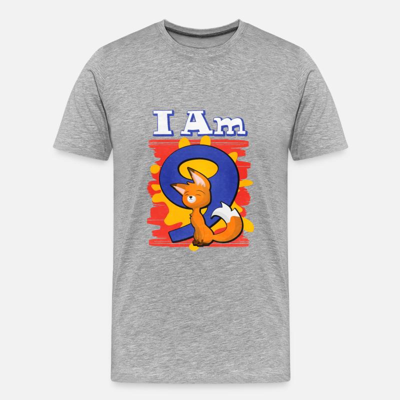 Ich Bin 9 Fuchs - Männer Premium Bio T-Shirt - Grau meliert