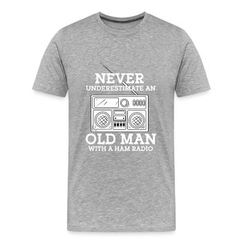 Ham Radio Amateur Radio Opa - Männer Premium Bio T-Shirt - Grau meliert - Vorne - Damien (186cm)