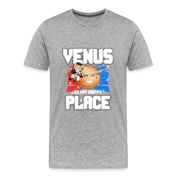 Cadeau Planète Vénus - T-shirt bio Premium Homme - gris chiné - Devant - Damien (186cm)