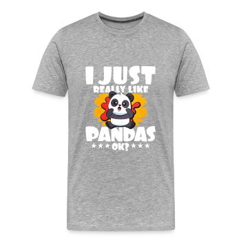 Panda - Männer Premium Bio T-Shirt - Grau meliert - Vorne - Damien (186cm)