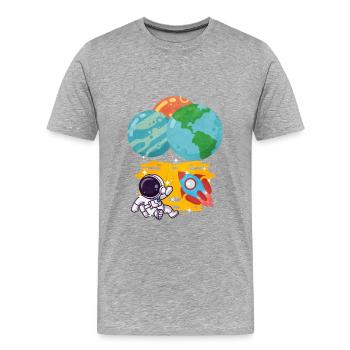Ballon terrestre de l’astronaute Pluton Neptune - T-shirt bio Premium Homme - gris chiné - Devant - Damien (186cm)