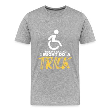 fauteuil roulant - T-shirt bio Premium Homme - gris chiné - Devant - Damien (186cm)
