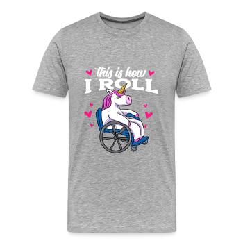 Rollstuhl - Männer Premium Bio T-Shirt - Grau meliert - Vorne - Damien (186cm)