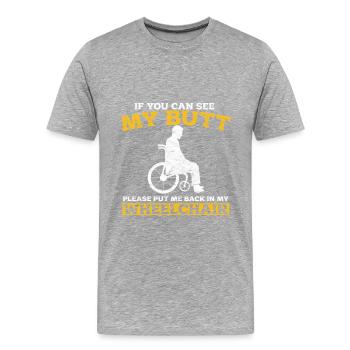 Rollstuhl - Männer Premium Bio T-Shirt - Grau meliert - Vorne - Damien (186cm)