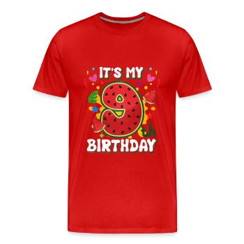 9 Birthday Watermelon Summer Gift - Men's Premium Organic T-Shirt - red - Front - Damien (186cm)