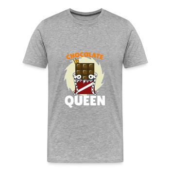 Schokolade - Männer Premium Bio T-Shirt - Grau meliert - Vorne - Damien (186cm)