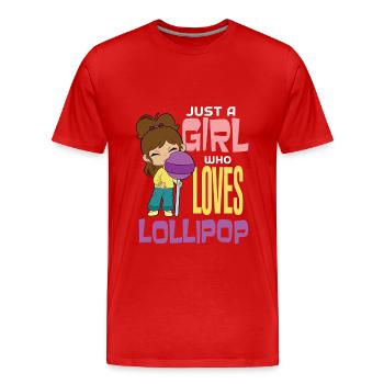 Cadeau de bonbons Lollipop - T-shirt bio Premium Homme - rouge - Devant - Damien (186cm)