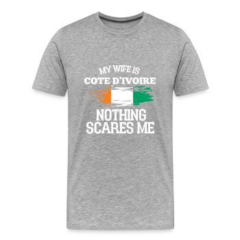 Épouse Côte d’Ivoire - T-shirt bio Premium Homme - gris chiné - Devant - Damien (186cm)
