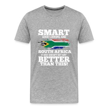 Afrique du Sud - T-shirt bio Premium Homme - gris chiné - Devant - Damien (186cm)