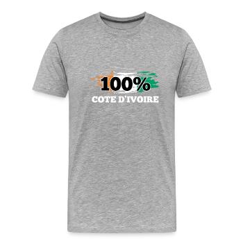 Côte d’Ivoire - T-shirt bio Premium Homme - gris chiné - Devant - Damien (186cm)