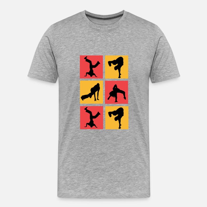 Breakdancing - Männer Premium Bio T-Shirt - Grau meliert