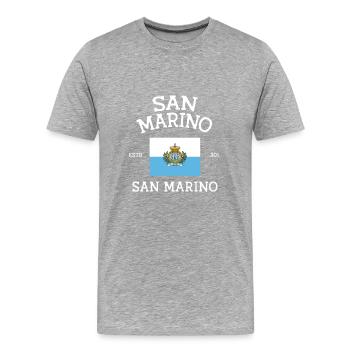 San Marino History - Männer Premium Bio T-Shirt - Grau meliert - Vorne - Damien (186cm)