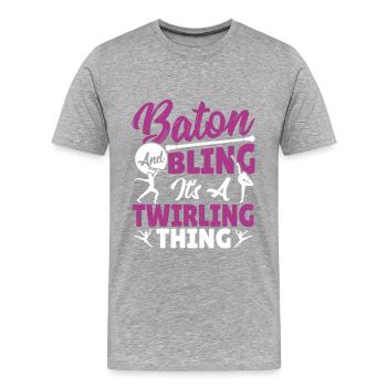 Bâton Twirling Bâton Twirler cadeau - T-shirt bio Premium Homme - gris chiné - Devant - Damien (186cm)
