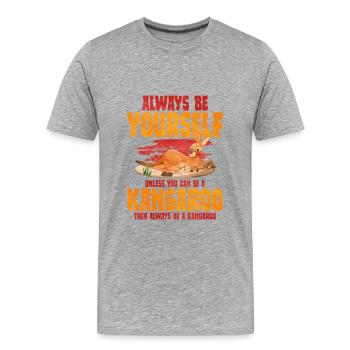 kangourou - T-shirt bio Premium Homme - gris chiné - Devant - Damien (186cm)