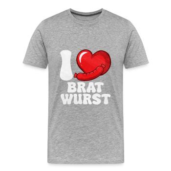 Bratwurst als Geschenk - Männer Premium Bio T-Shirt - Grau meliert - Vorne - Damien (186cm)