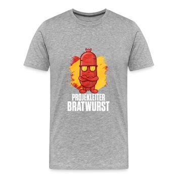 Bratwurst als Geschenk - Männer Premium Bio T-Shirt - Grau meliert - Vorne - Damien (186cm)