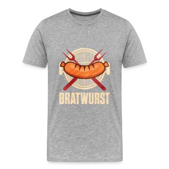 Bratwurst als Geschenk - Männer Premium Bio T-Shirt - Grau meliert - Vorne - Damien (186cm)