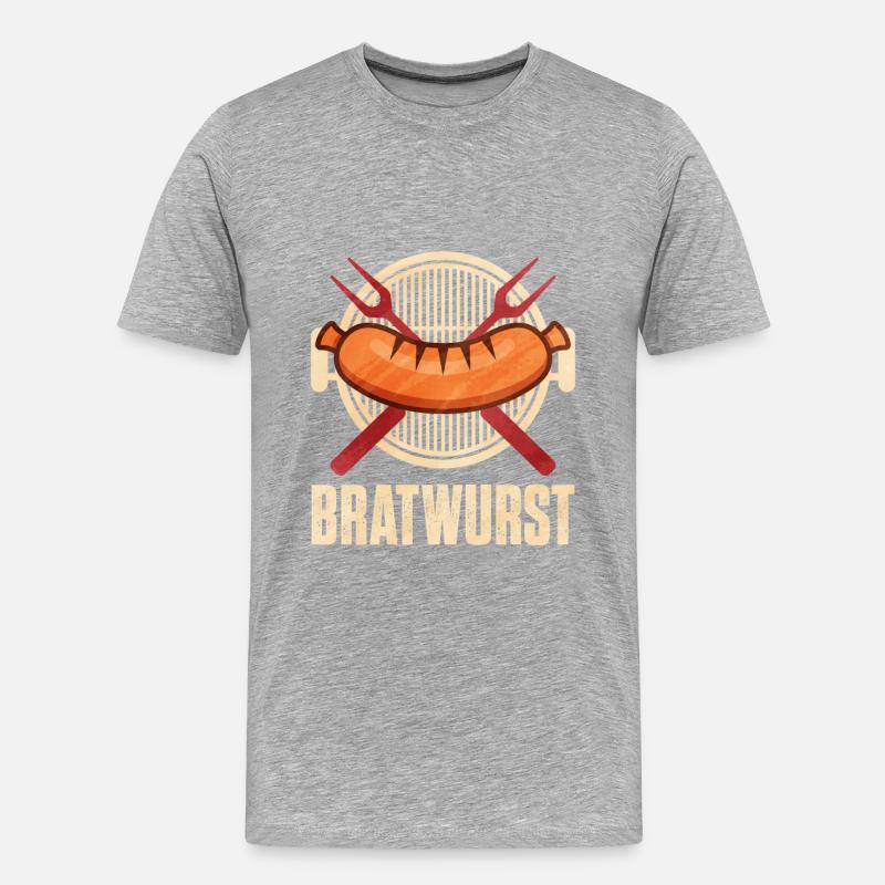 Bratwurst als Geschenk - Männer Premium Bio T-Shirt - Grau meliert