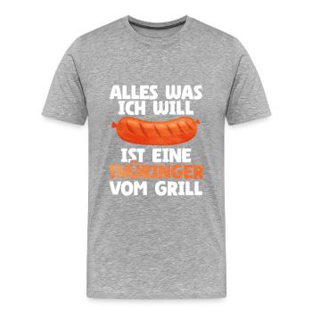 Bratwurst als Geschenk - Männer Premium Bio T-Shirt - Grau meliert - Vorne - Damien (186cm)