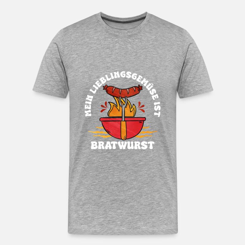 Bratwurst als Geschenk - Männer Premium Bio T-Shirt - Grau meliert