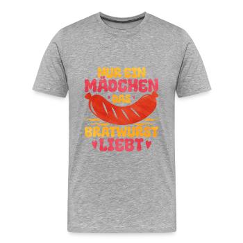 Bratwurst als Geschenk - Männer Premium Bio T-Shirt - Grau meliert - Vorne - Damien (186cm)