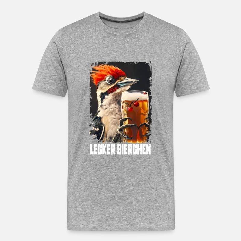Lecker Bierchen Specht - Männer Premium Bio T-Shirt - Grau meliert