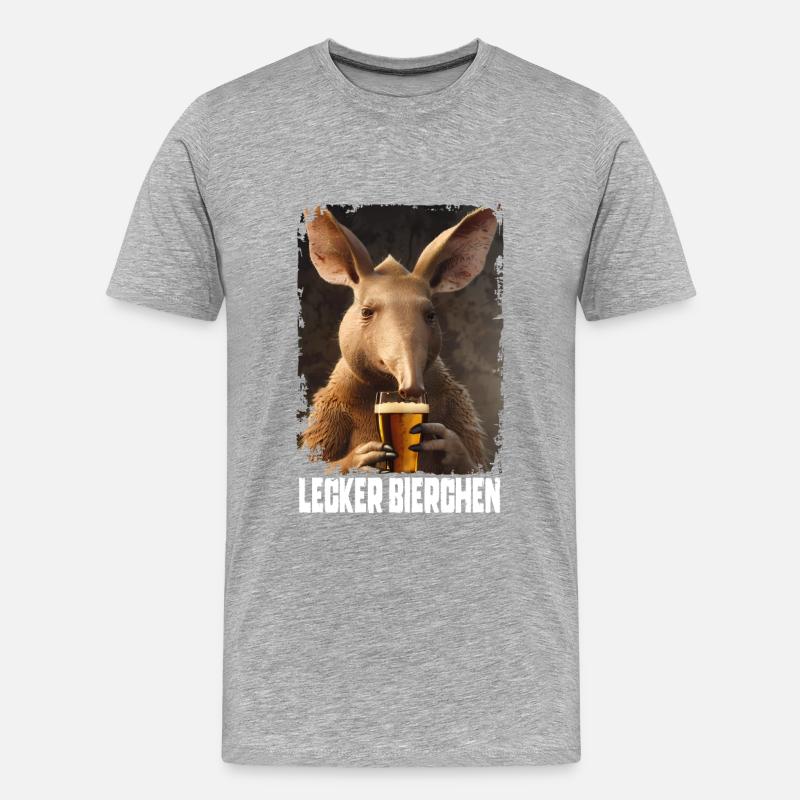 Lecker Bierchen Erdferkel - Männer Premium Bio T-Shirt - Grau meliert