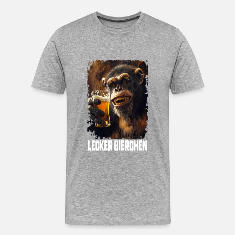 Lecker Bierchen Affee - Männer Premium Bio T-Shirt - Grau meliert
