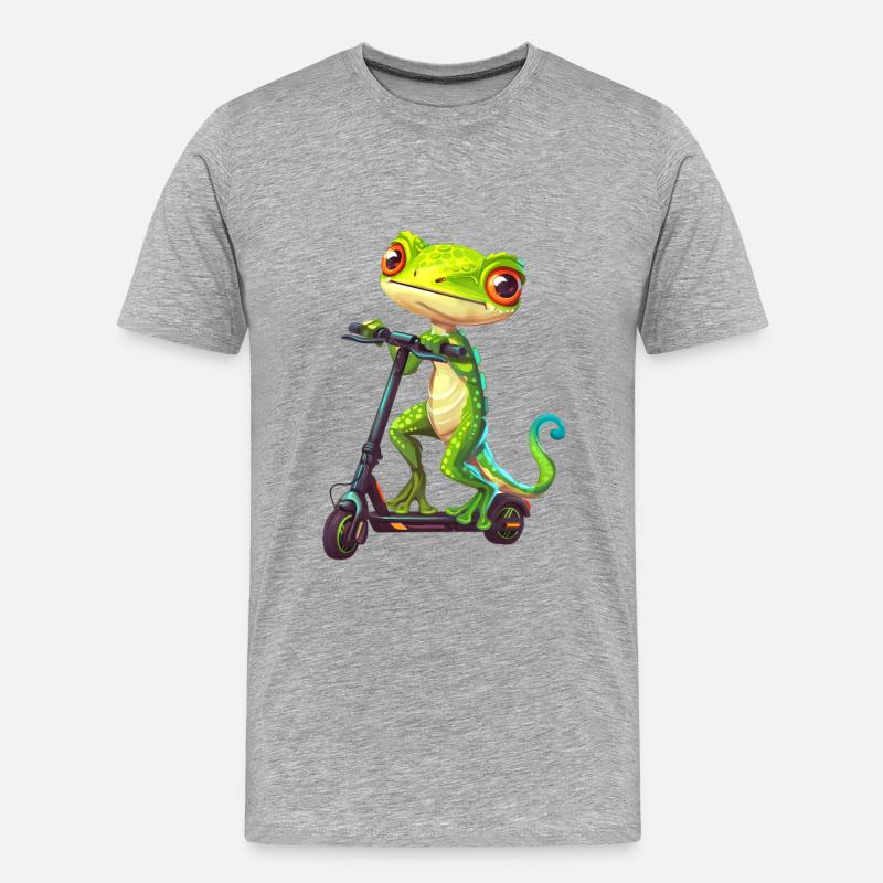 Gecko Roller - Männer Premium Bio T-Shirt - Grau meliert