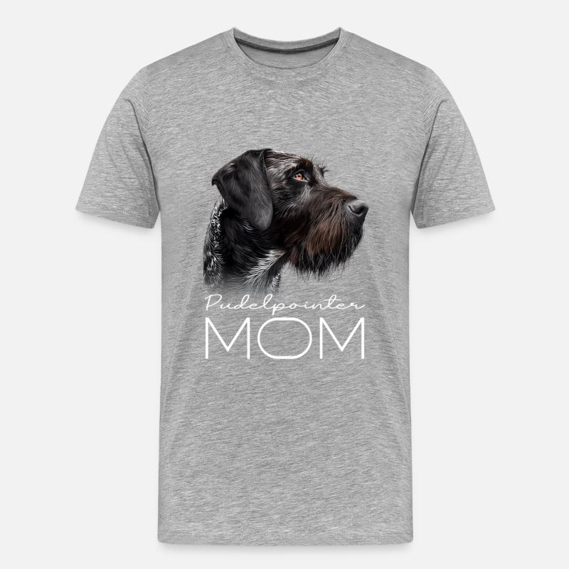 Pudelpointer Mama - Männer Premium Bio T-Shirt - Grau meliert