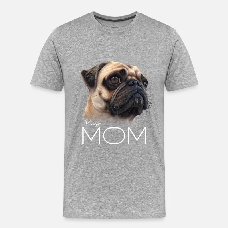 Pug Mops Mama - Männer Premium Bio T-Shirt - Grau meliert