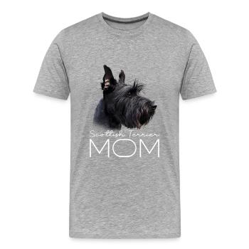 Maman Terrier écossais - T-shirt bio Premium Homme - gris chiné - Devant - Damien (186cm)