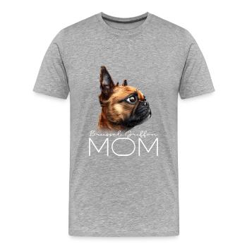 Maman griffon bruxellois - T-shirt bio Premium Homme - gris chiné - Devant - Damien (186cm)
