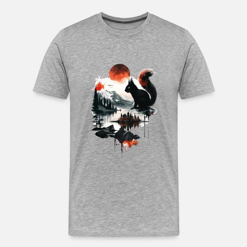Eichhörnchen - Männer Premium Bio T-Shirt - Grau meliert
