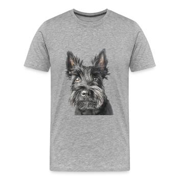Terrier écossais - T-shirt bio Premium Homme - gris chiné - Devant - Damien (186cm)